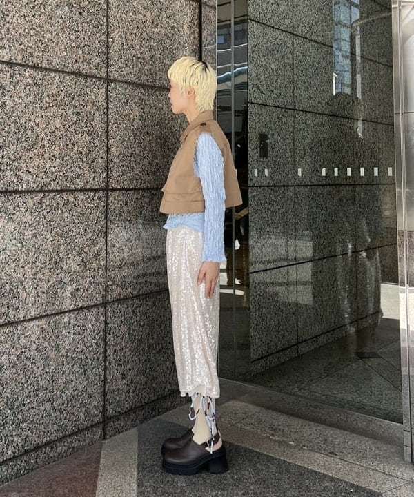 あさひさんの「BEAMS WOMEN｜BEAMS BOY / 樹脂 パール ロング ネックレス」を使ったコーディネート