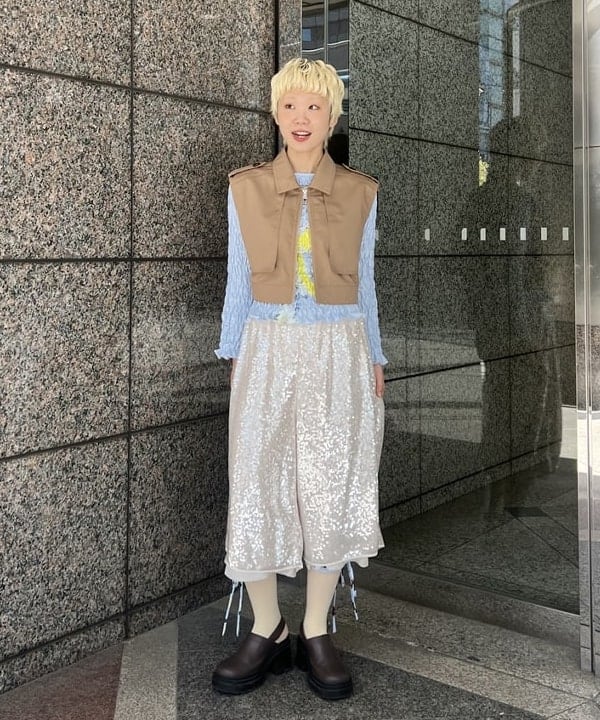 あさひさんの「BEAMS WOMEN｜BEAMS BOY / 樹脂 パール ロング ネックレス」を使ったコーディネート