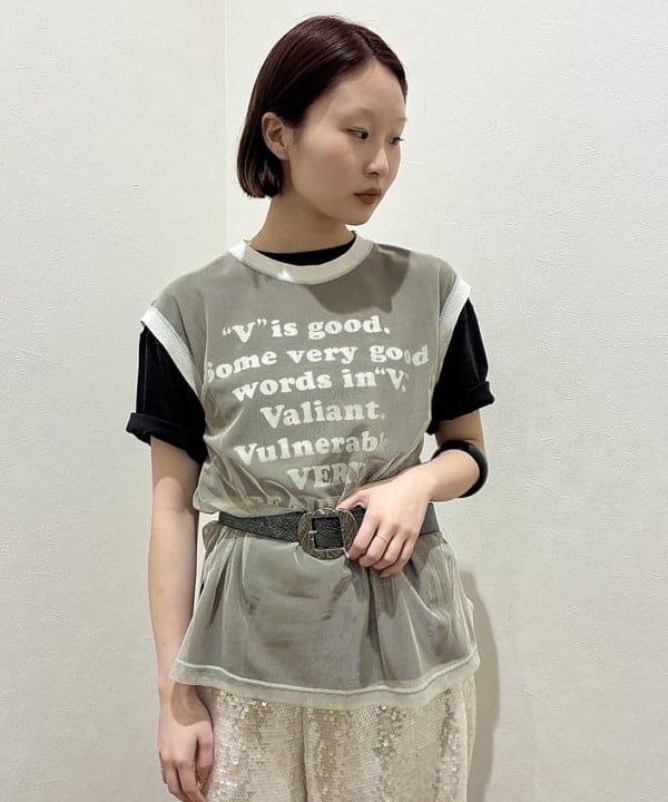 水野 萌香さんの「BEAMS WOMEN｜【別注】HEAR MY NAME &times; maturely / メモラブル プリント Tシャツ」を使ったコーディネート