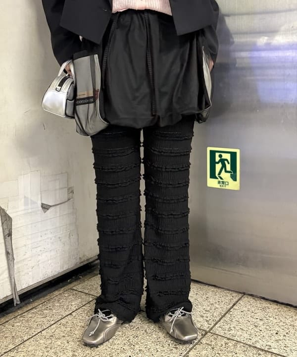 大石彩可さんの「BEAMS WOMEN｜シアー リブ ニット ポロ カーディガン」を使ったコーディネート