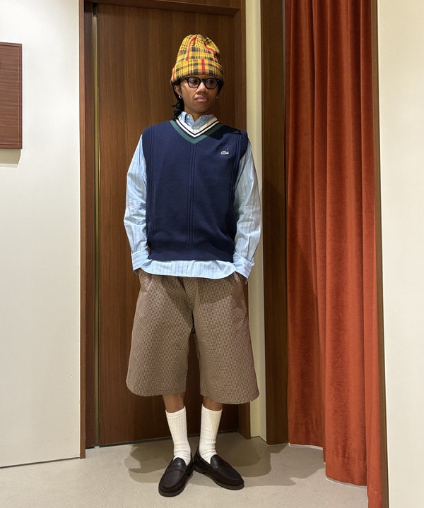 NADEL ナデールさんの「BEAMS WOMEN｜【別注】LACOSTE / チェック ショーツ」を使ったコーディネート