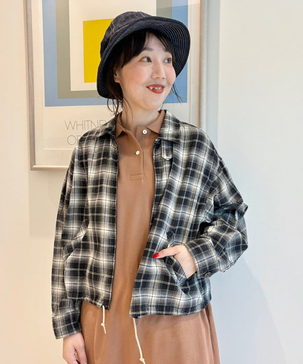 おのすさんの「BEAMS WOMEN｜マドラス チェック ブルゾン」を使ったコーディネート