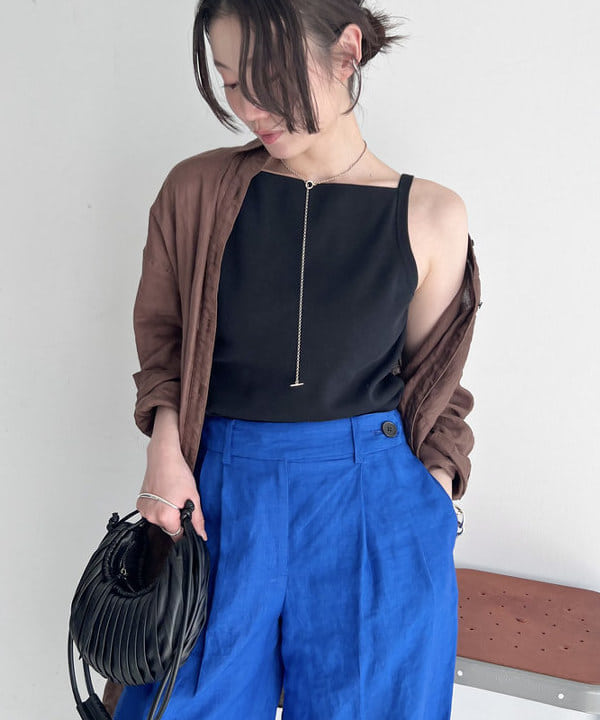 隈元 楓さんの「BEAMS WOMEN｜シンプル リネン ワイドパンツ .M」を使ったコーディネート