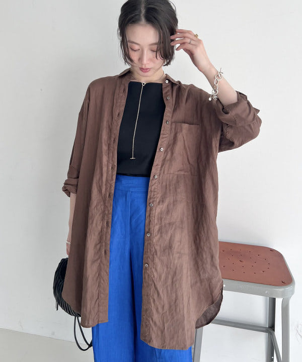 隈元 楓さんの「BEAMS WOMEN｜シンプル リネン ワイドパンツ .M」を使ったコーディネート