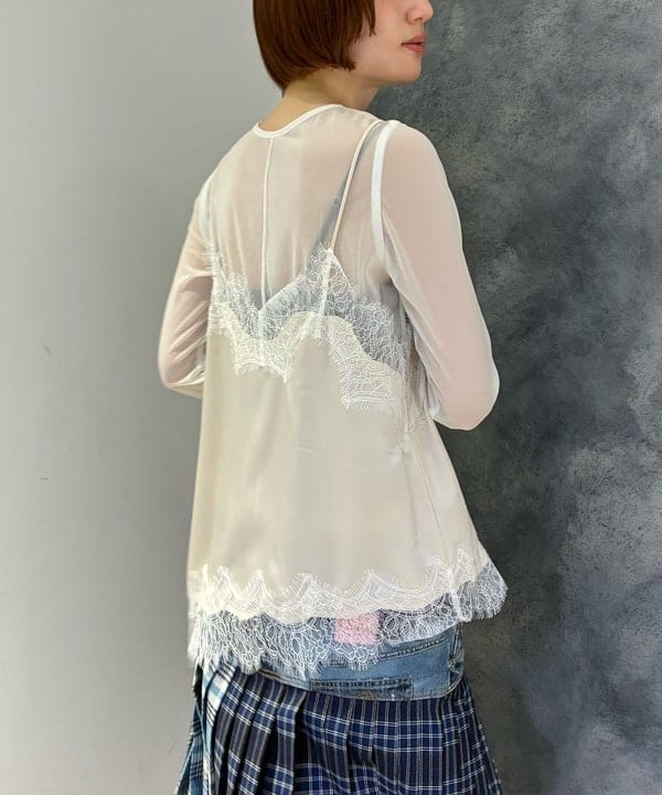 Hazukiさんの「BEAMS WOMEN｜レース トリム サテン キャミソール」を使ったコーディネート