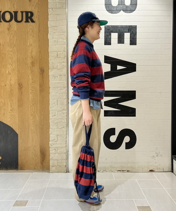 エノモト アミさんの「BEAMS WOMEN｜Crew Rugger Stripe」を使ったコーディネート