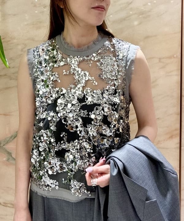 関 桂子さんの「BEAMS WOMEN｜YLEVE / シャンブレー ウール ジャケット」を使ったコーディネート