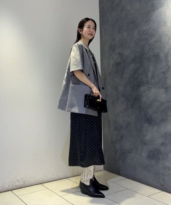 ササキさんの「BEAMS WOMEN｜サテン ドット キャミワンピース」を使ったコーディネート