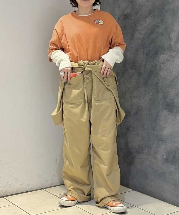 原口 愛さんの「BEAMS WOMEN｜コットン サーマル クルーネック ロングスリーブ Tシャツ」を使ったコーディネート