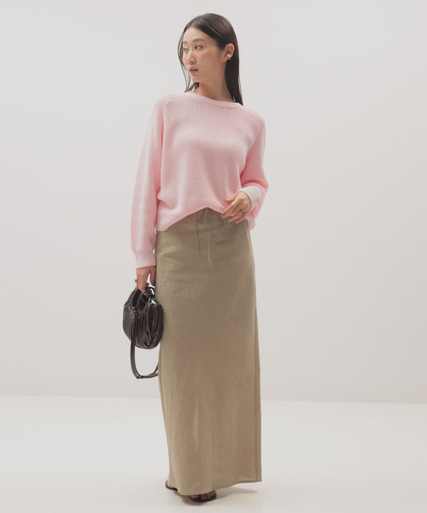 隈元 楓さんの「BEAMS WOMEN｜5ゲージ コットン 畦編み プルオーバー」を使ったコーディネート