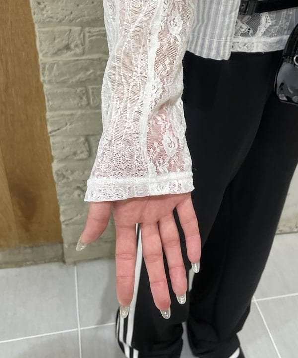 rinnaさんの「BEAMS WOMEN｜レース テープ キリカエ Tシャツ」を使ったコーディネート