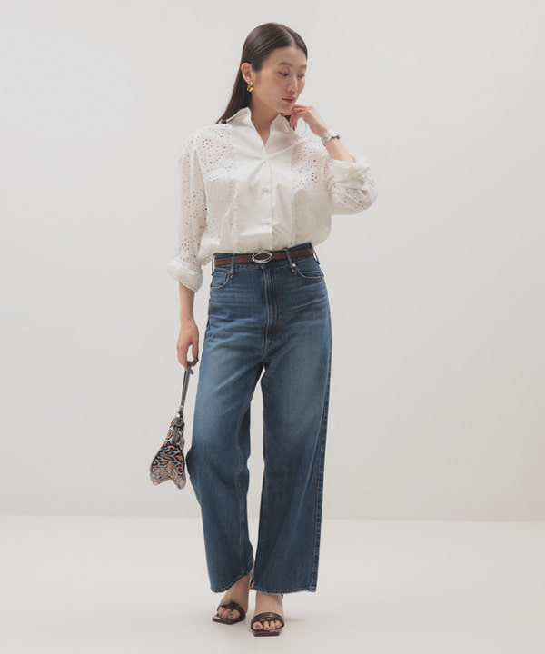 隈元 楓さんの「BEAMS WOMEN｜アイレット パターン オーバーシャツ」を使ったコーディネート