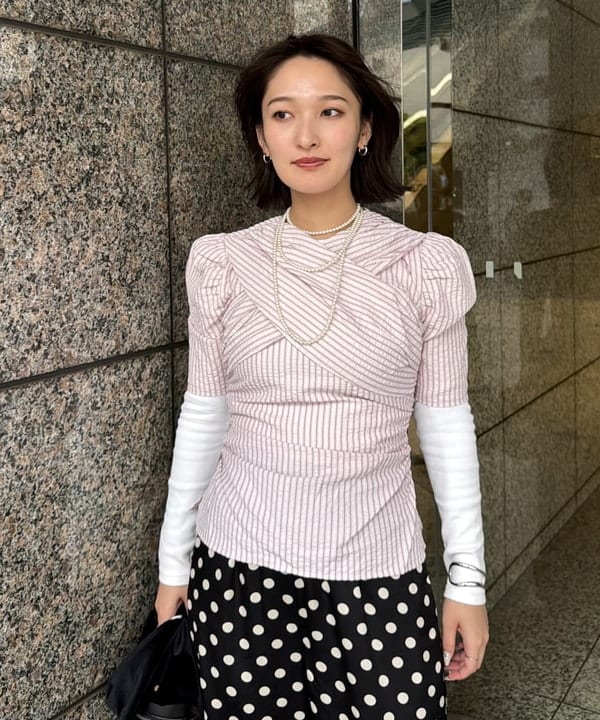 松本 佳菜子さんの「BEAMS WOMEN｜GHOSPELL / Ingie Stripe Top」を使ったコーディネート