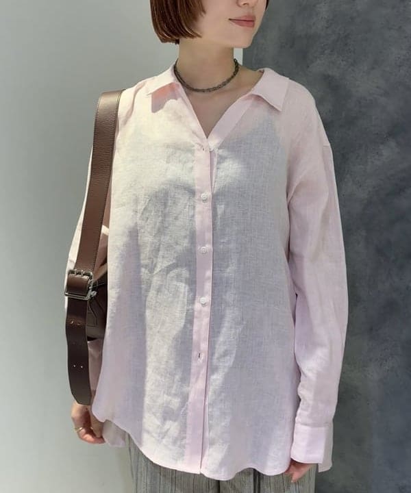 Hazukiさんの「BEAMS WOMEN｜リネン スキッパー シャツ」を使ったコーディネート