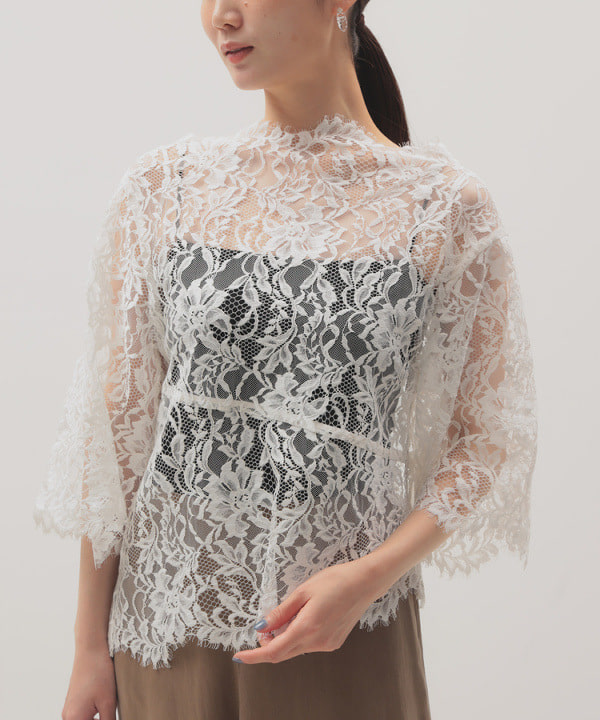 隈元 楓さんの「BEAMS WOMEN｜リバーレース ブラウス」を使ったコーディネート