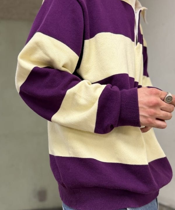 BAKU(東江 漠)さんの「BEAMS WOMEN｜ワイドフィット 7ゲージ ラガー ニットポロシャツ」を使ったコーディネート