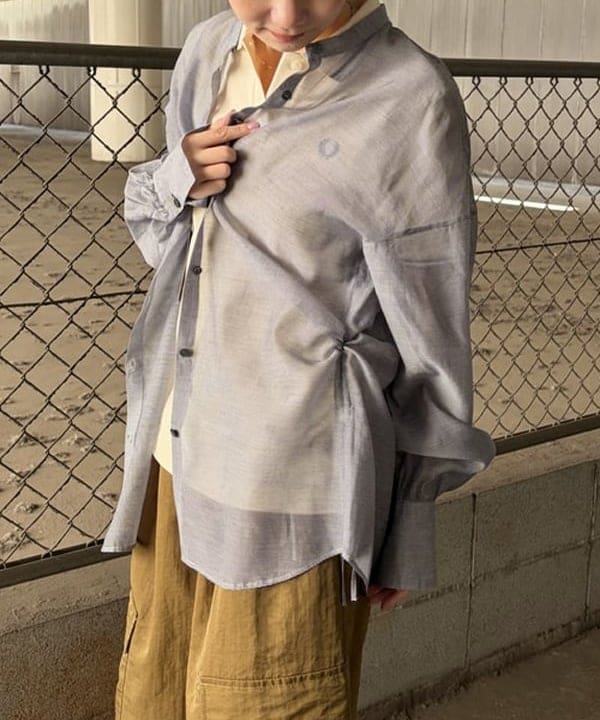 むりょさんの「BEAMS WOMEN｜AK+1 / コットンシルク ギンガム シャツ」を使ったコーディネート