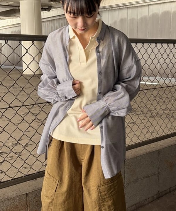 むりょさんの「BEAMS WOMEN｜AK+1 / コットンシルク ギンガム シャツ」を使ったコーディネート