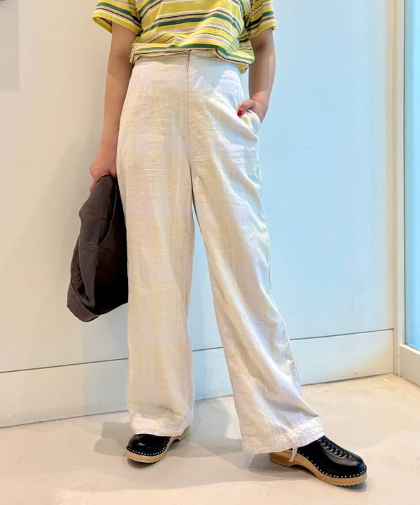 おのすさんの「BEAMS WOMEN｜チェック ストライプ ヘムコード パンツ」を使ったコーディネート