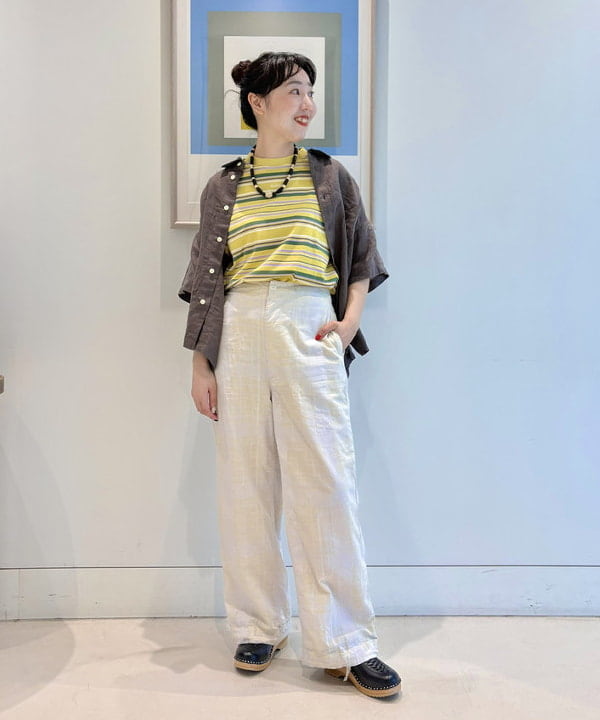 おのすさんの「BEAMS WOMEN｜チェック ストライプ ヘムコード パンツ」を使ったコーディネート