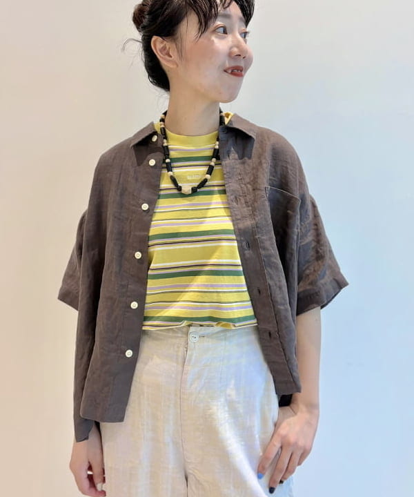 おのすさんの「BEAMS WOMEN｜チェック ストライプ ヘムコード パンツ」を使ったコーディネート