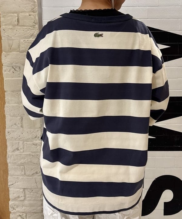 つぼさんの「BEAMS WOMEN｜【別注】LACOSTE / ボーダー Tシャツ」を使ったコーディネート