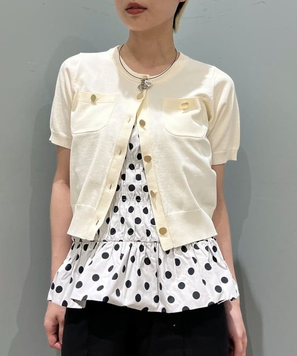 あさひさんの「BEAMS WOMEN｜メタルボタン ハーフスリーブ カーディガン」を使ったコーディネート