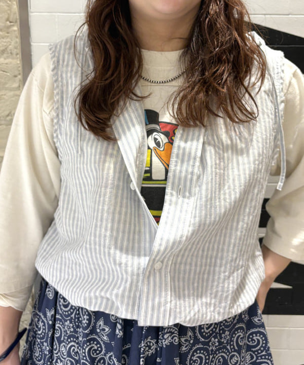 kawaiさんの「BEAMS WOMEN｜チェック ストライプ フーデッド ノースリーブ」を使ったコーディネート