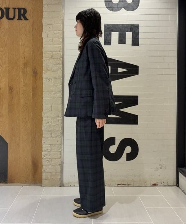 キラリさんの「BEAMS WOMEN｜チェック ダブル ジャケット ＜オフィスカジュアル / セットアップ対応 / オンオフ兼用＞」を使ったコーディネート