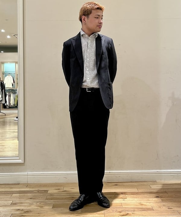 泡泡紗印花剪裁領襯衫