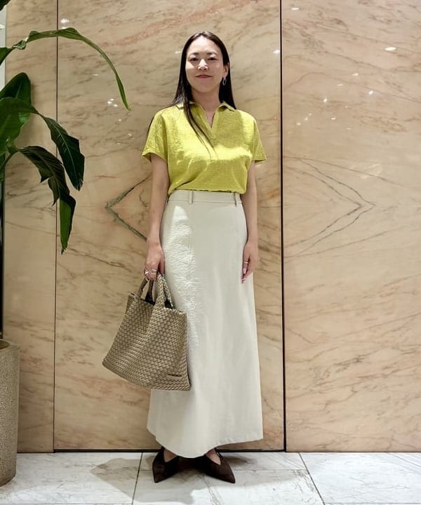 関 桂子さんの「BEAMS WOMEN｜SLOANE / 10ゲージ スキッパー ハーフスリーブ ニット」を使ったコーディネート