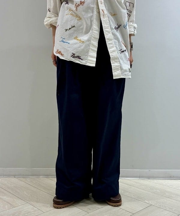 にしだてさんの「BEAMS WOMEN｜エンブロ ワーク シャツ」を使ったコーディネート
