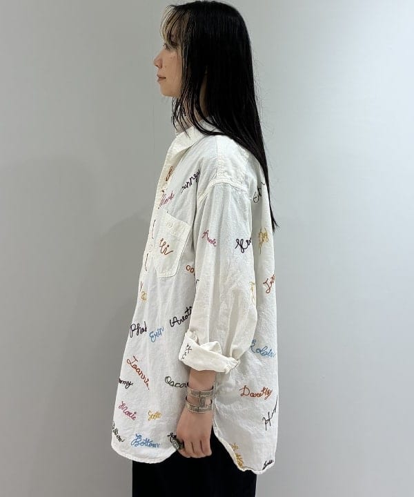 にしだてさんの「BEAMS WOMEN｜エンブロ ワーク シャツ」を使ったコーディネート