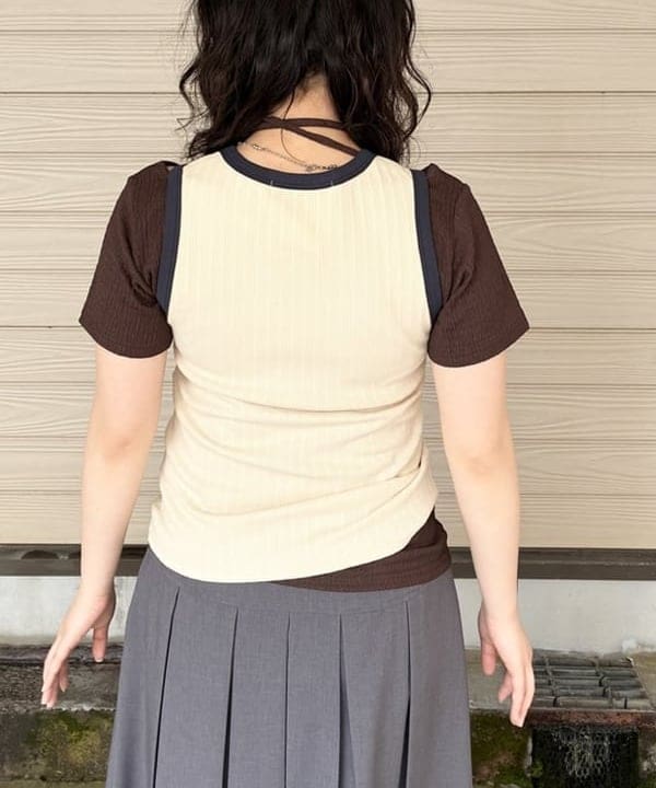 晶さんの「BEAMS WOMEN｜リブ リンガー タンクトップ」を使ったコーディネート