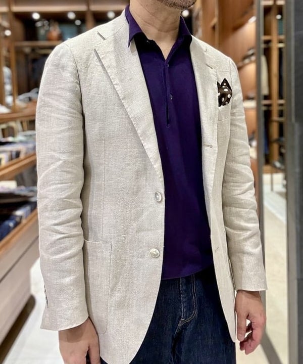 【リネン100%・美品】BEAMS F　テーラード　アイボリー　50　貝ボタン リネン100%・美品】BEAMS F テーラード アイボリー 50 貝ボタン 【公式