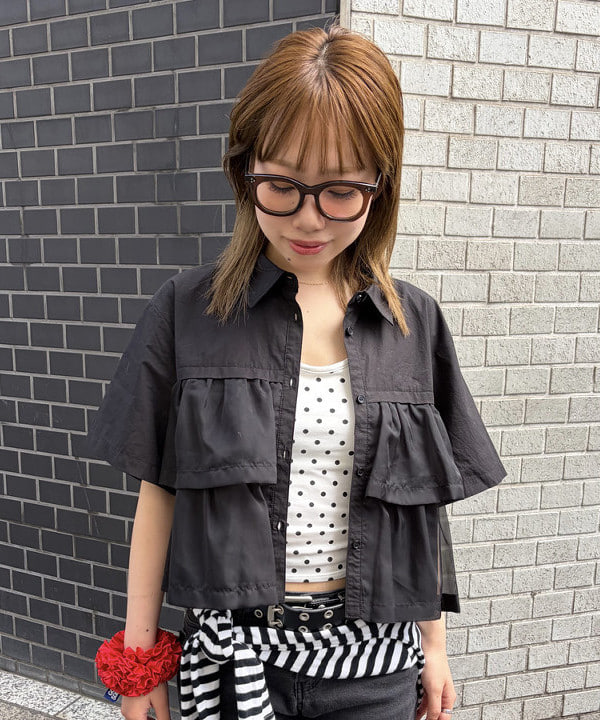 まゆちゃんさんの「BEAMS WOMEN｜シアー ティアード ハーフスリーブ シャツ」を使ったコーディネート