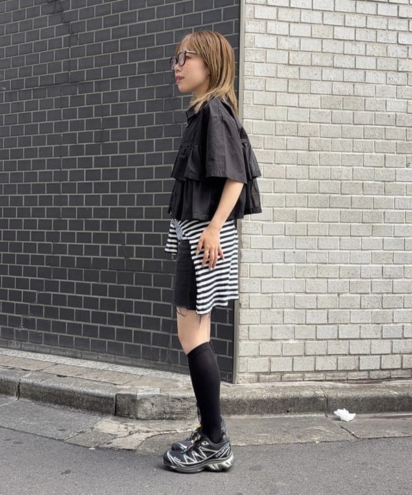 まゆちゃんさんの「BEAMS WOMEN｜シアー ティアード ハーフスリーブ シャツ」を使ったコーディネート