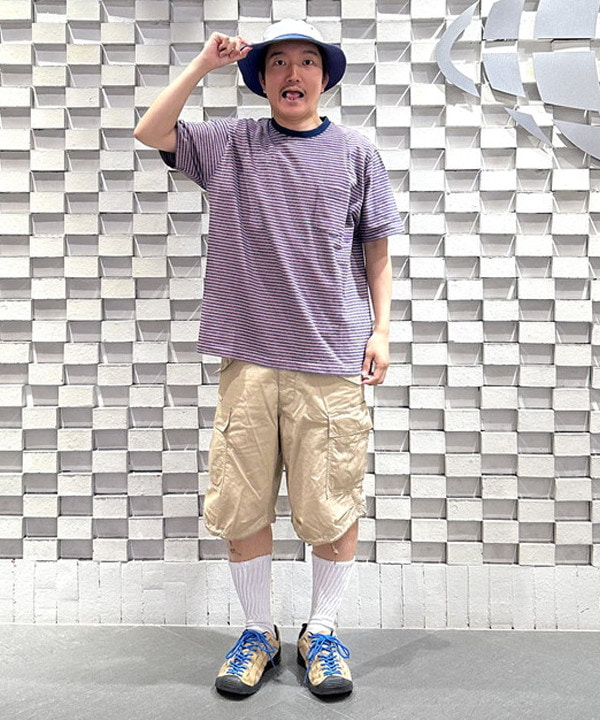 てらきたさんの「BEAMS WOMEN｜Pocket Tee Indigo Stripe」を使ったコーディネート
