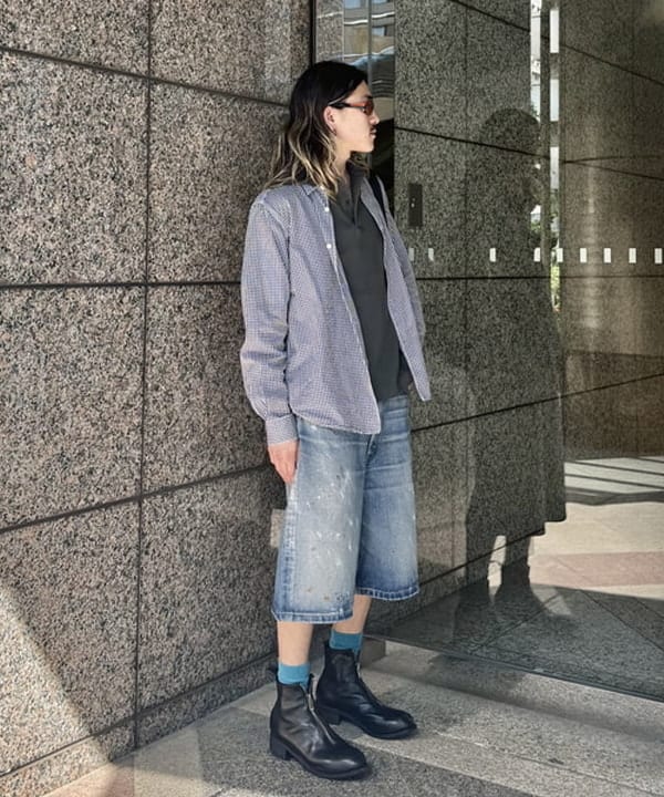 Ryohei Takataさんの「BEAMS WOMEN｜ショート リブ ポロシャツ【ワイドショートフィット】」を使ったコーディネート