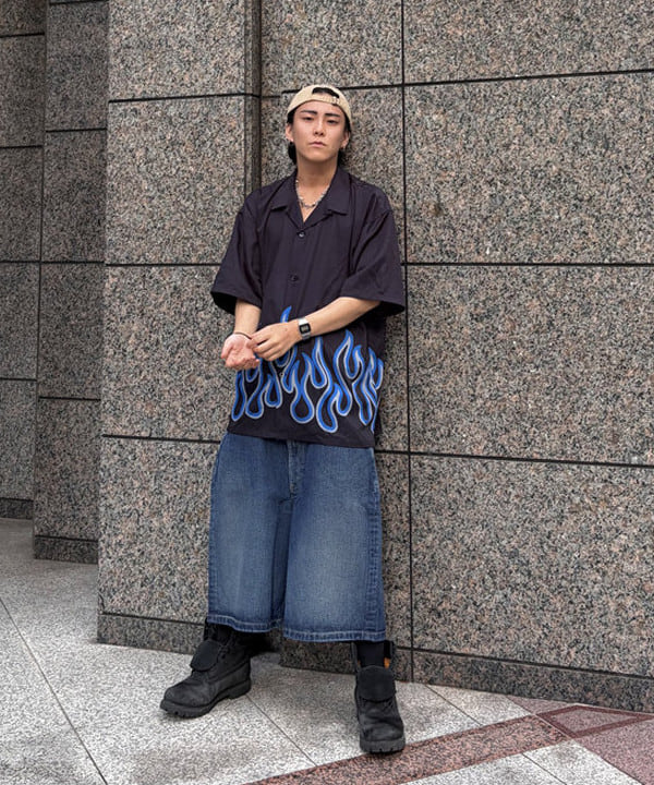 はるひむさんの「BEAMS WOMEN｜ファイヤーパターン オープンカラーシャツ」を使ったコーディネート