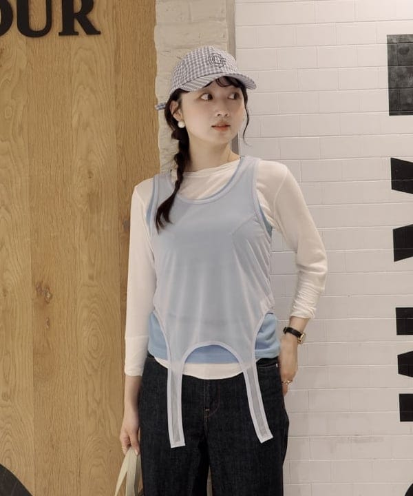 Joさんの「BEAMS WOMEN｜シアー レイヤード タンクトップ」を使ったコーディネート