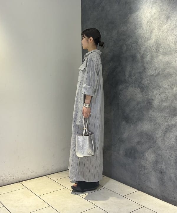 菜月さんの「BEAMS WOMEN｜ストライプ シャツ ワンピース」を使ったコーディネート