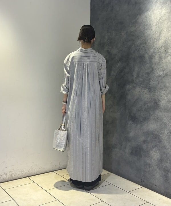 菜月さんの「BEAMS WOMEN｜ストライプ シャツ ワンピース」を使ったコーディネート