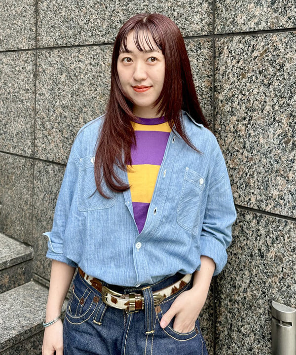 イシイ サオリさんの「BEAMS WOMEN｜【別注】WAREHOUSE & CO. / ボーダー Tシャツ」を使ったコーディネート