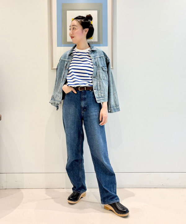 おのすさんの「BEAMS WOMEN｜orSlow / ハイウエスト セルビッチ デニム」を使ったコーディネート