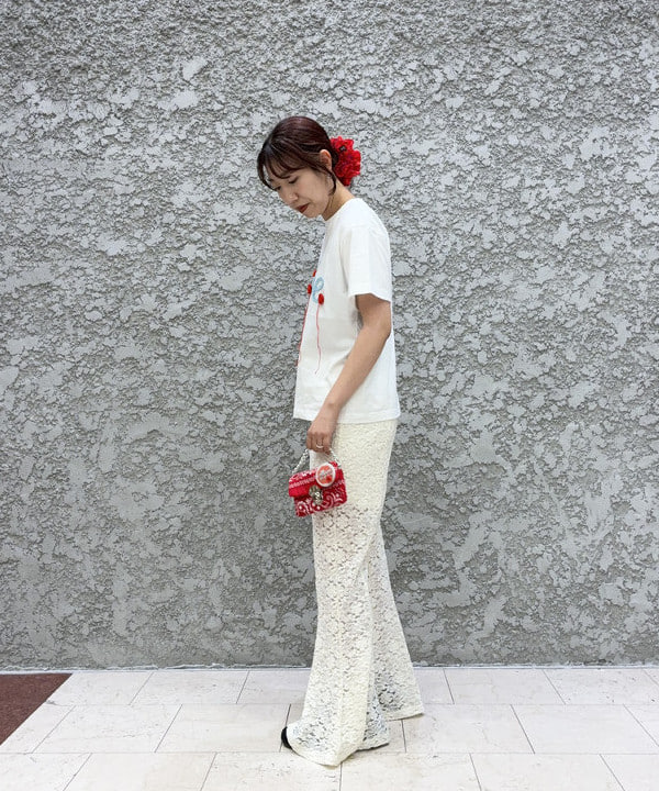 SAEさんの「BEAMS WOMEN｜レース シアー フレア パンツ」を使ったコーディネート