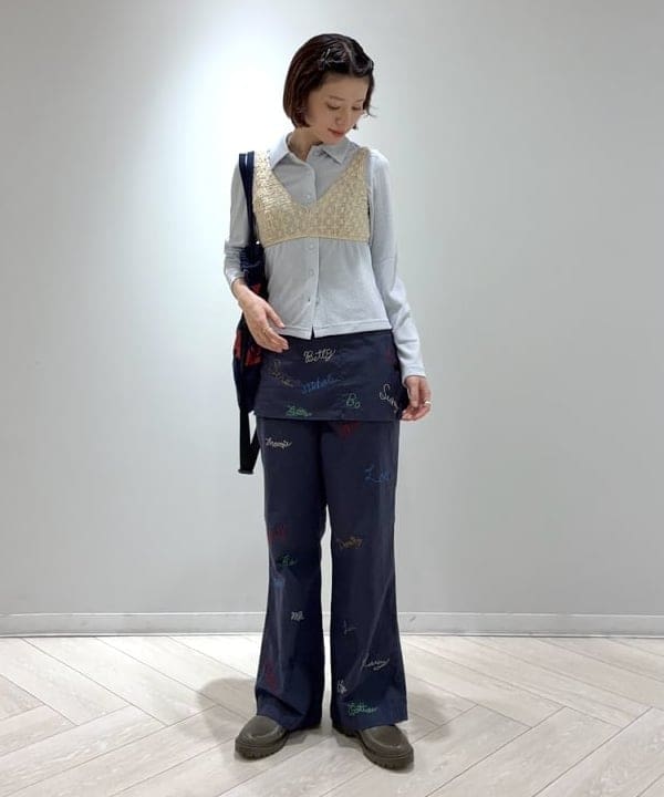 Hazukiさんの「BEAMS WOMEN｜【別注】FRED PERRY / ロングスリーブ ボタン ポロシャツ」を使ったコーディネート