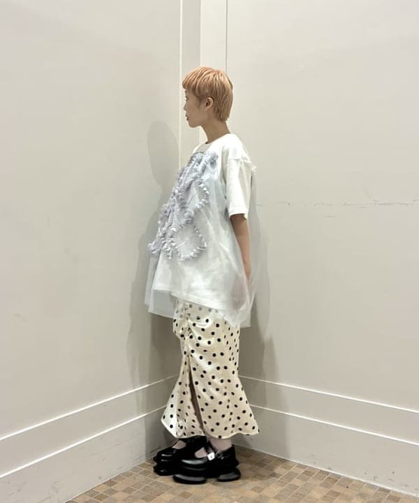 あさひさんの「BEAMS WOMEN｜ドット サテン フリル スカート」を使ったコーディネート