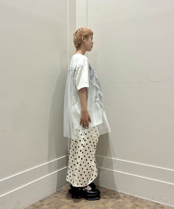 あさひさんの「BEAMS WOMEN｜ドット サテン フリル スカート」を使ったコーディネート