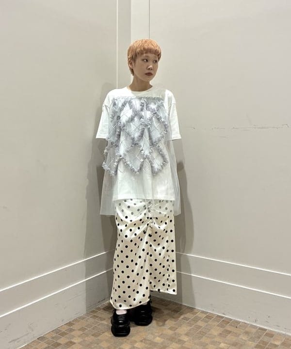 あさひさんの「BEAMS WOMEN｜ドット サテン フリル スカート」を使ったコーディネート